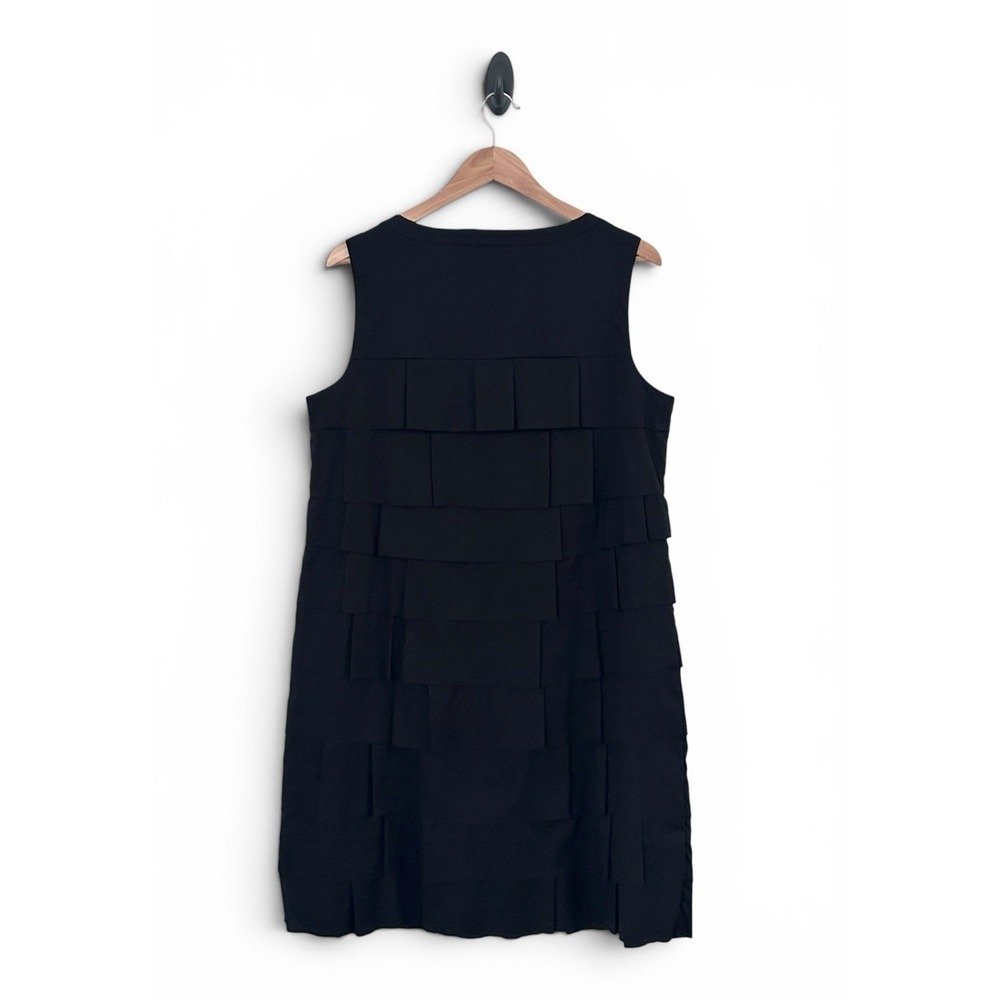 Chico's Women 12 Black Large Cotton Sleeveless Ruffled Tiered Shift Dress Size 2 - Picture 3 of 14